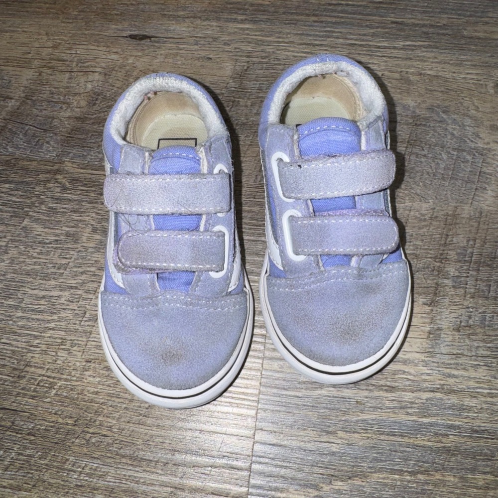 Vans Old Skool V Toddler 6.5 Lavender Purple‎ Suede Strap Sneakers Shoes - Picture 2 of 8
